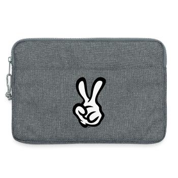 Signe de la main de la victoire (Main gauche / POS / 2C) - Sacoche pour ordinateur portable 13 pouces - gris chiné - Devant