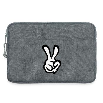 Signe de la main de la victoire (Main droite / POS / 2C) - Sacoche pour ordinateur portable 13 pouces - gris chiné - Devant