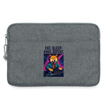 Shiba Inu DJ : Eat Sleep Rave rediffuse les streetwear - Sacoche pour ordinateur portable 13 pouces - gris chiné - Devant