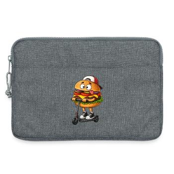 Lustiger Cartoon Roller Scooter mit Burger - Laptoptasche 13" - Grau meliert - Vorne