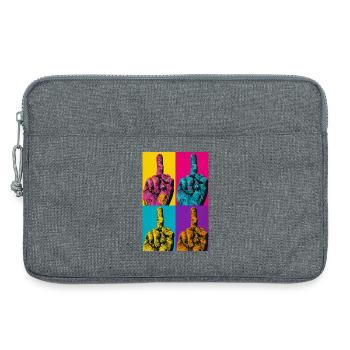 Doigt de main Pop Art à quatre couleurs - Sacoche pour ordinateur portable 13 pouces - gris chiné - Devant