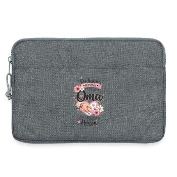 Oma Moments: Liebevolle Hand und Blüten - Laptoptasche 13" - Grau meliert - Vorne