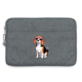 Beagle Dog portant des lunettes de soleil - Sacoche pour ordinateur portable 13 pouces - gris chiné - Devant