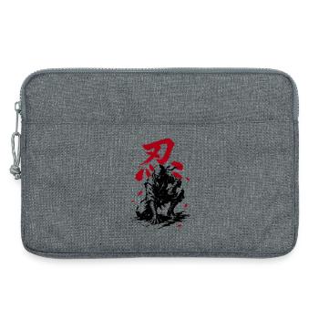 Ninja shinobi avec kanji japonais - Sacoche pour ordinateur portable 13 pouces - gris chiné - Devant