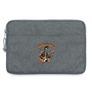 Rockabilly Bones – Retro Comic Skelett mit brennen - Laptoptasche 13" - Grau meliert - Vorne