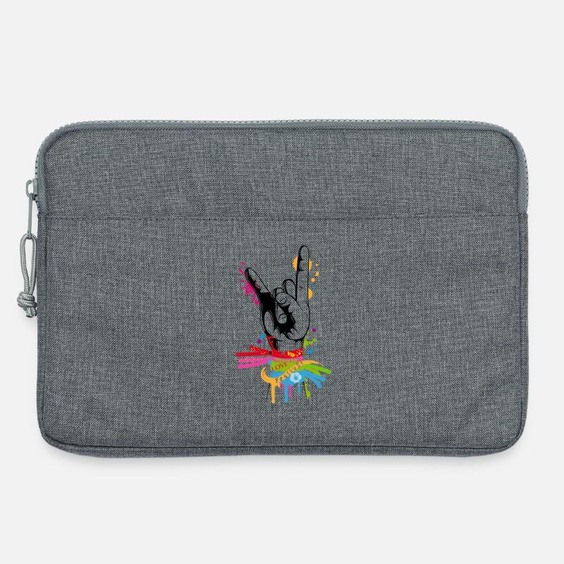 Zeichnung einer Hand mit Festival Bändchen - Laptoptasche 13" - Grau meliert