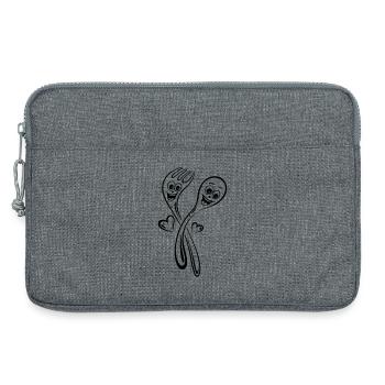 Löffel und Gabel mit Herzen. - Laptoptasche 13" - Grau meliert - Vorne