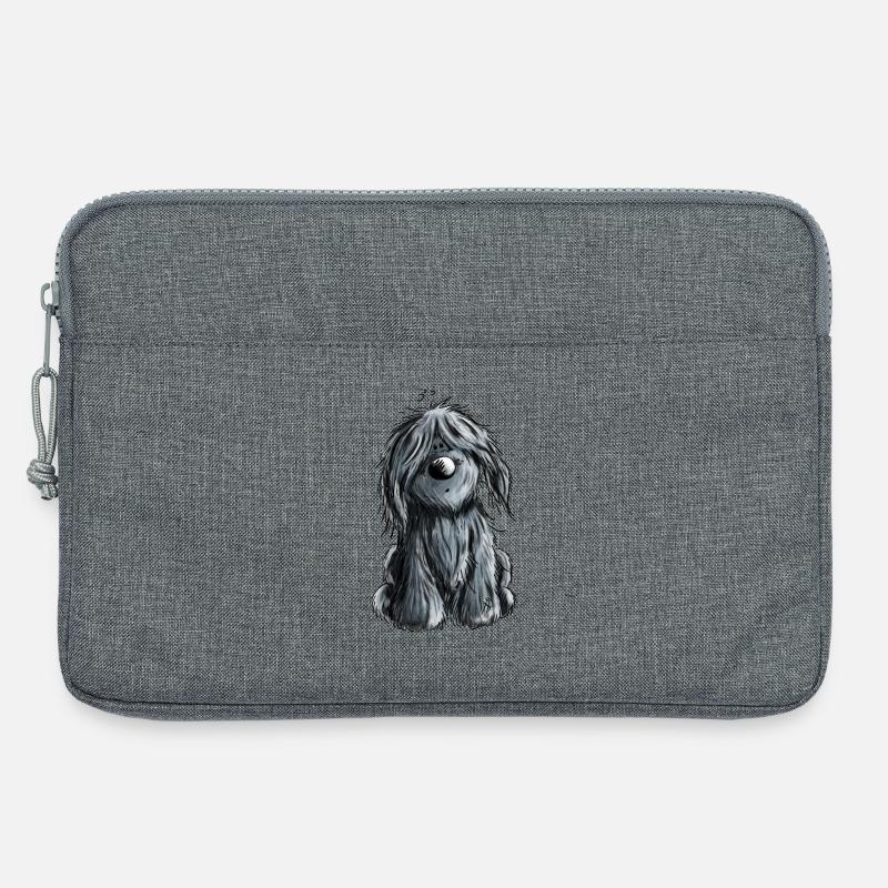 Knuffiger schwarzer Briard - Hund - Geschenk - Laptoptasche 13" - Grau meliert