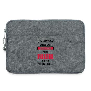 Parrain / Marraine / Filleule / Filleul / Baptême - Sacoche pour ordinateur portable 13 pouces - gris chiné - Devant