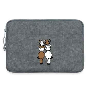 2 Chevaux Homme Femme Amoureux Amis Amour Équipe - Sacoche pour ordinateur portable 13 pouces - gris chiné - Devant