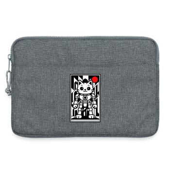 Katzenroboter in Space mit rotem Planeten - Laptoptasche 13" - Grau meliert - Vorne