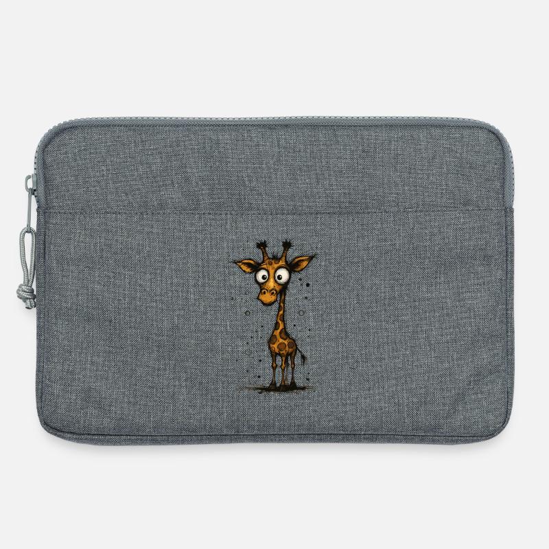 Funny giraffe with big eyes – comic splash - Laptop bag 13" - heather grey