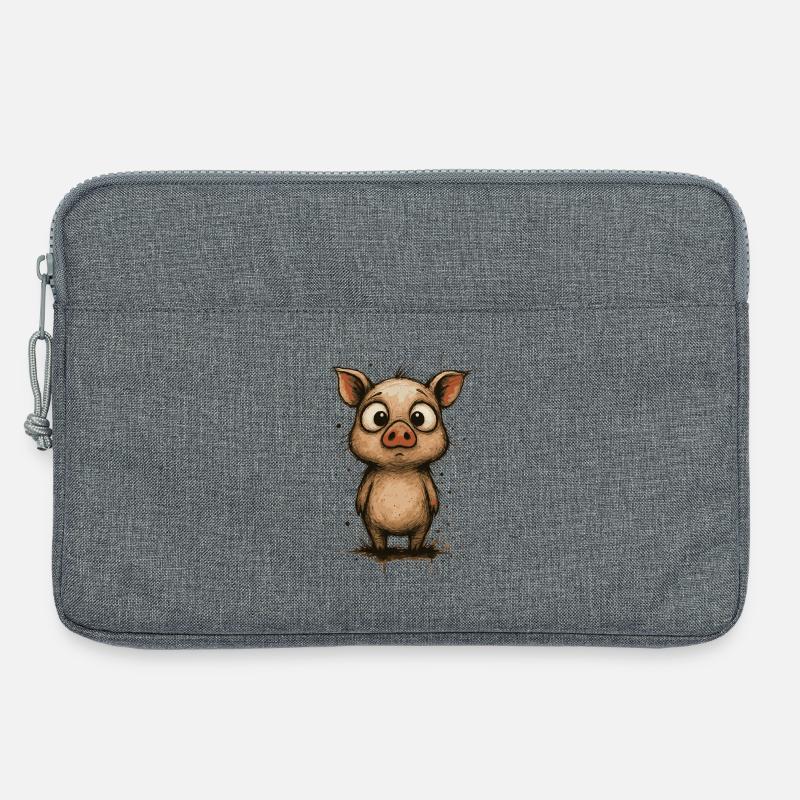 Funny piglet with big eyes – splash - Laptop bag 13" - heather grey