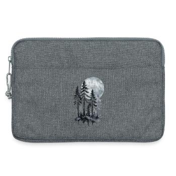 Forêt au clair de lune, Aquarelle, Silhouette - Sacoche pour ordinateur portable 13 pouces - gris chiné - Devant