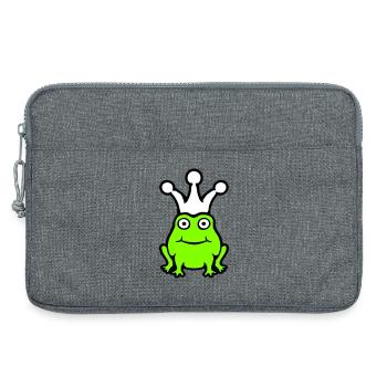 Grenouille Roi Couronne Drôle Mignon Bande Dessinée Grenouille Prince - Sacoche pour ordinateur portable 13 pouces - gris chiné - Devant