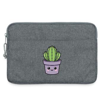 Kawaii Cactus in Purple Pot - Laptop bag 13" - heather grey - Front