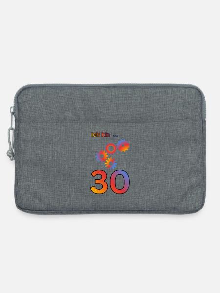 Ich bin 30: Bunte Getriebe-Kunst - Laptoptasche 13" - Grau meliert