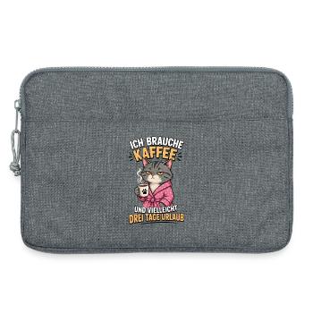Ich Brauche Kaffee Katze Shirt - Laptoptasche 13" - Grau meliert - Vorne