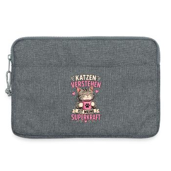 Katzen Verstehen Superkraft Shirt - Laptoptasche 13" - Grau meliert - Vorne
