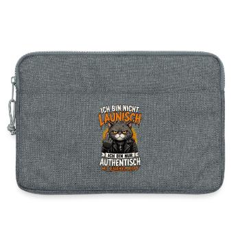 Katze Nicht Launisch Authentisch Shirt - Laptoptasche 13" - Grau meliert - Vorne