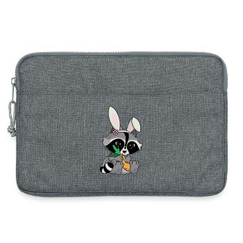 Snuggles der Waschbär im Hasenkostüm mit Möhre - Laptoptasche 13" - Grau meliert - Vorne