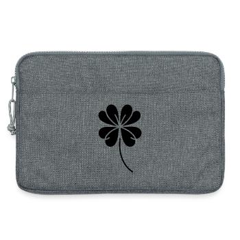Silhouette de trèfle Symbole de chance irlandais - Sacoche pour ordinateur portable 13 pouces - gris chiné - Devant
