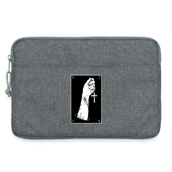 Schwarzweiß-Hand mit Kreuzkette - Laptoptasche 13" - Grau meliert - Vorne