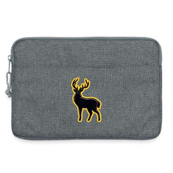 Schwarzer Hirsch mit Neon-Kontur - Laptoptasche 13" - Grau meliert - Vorne