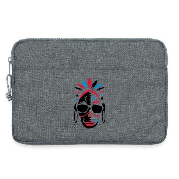 African mask with sunglasses - Laptop bag 13" - heather grey - Front