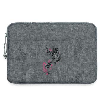 Mikrofon mit Musiknoten und Notenschlüssel - Laptoptasche 13" - Grau meliert - Vorne