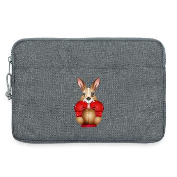 Lapin en boxeur avec des gants de boxe et un œil au beurre noir - Sacoche pour ordinateur portable 13 pouces - gris chiné - Devant