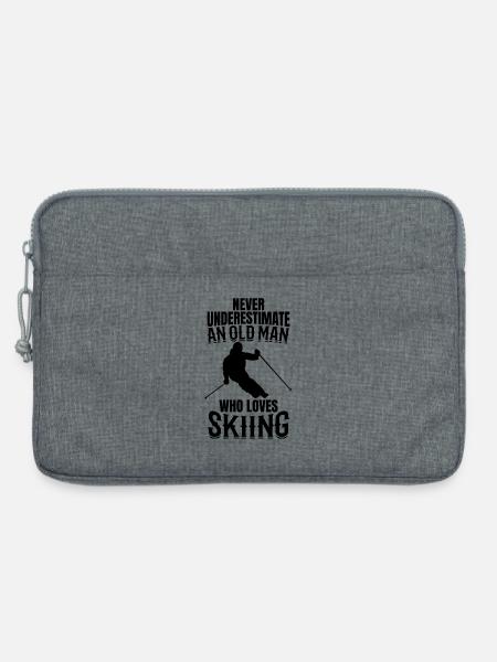 Alter Mann Skifahrer - Laptoptasche 13" - Grau meliert