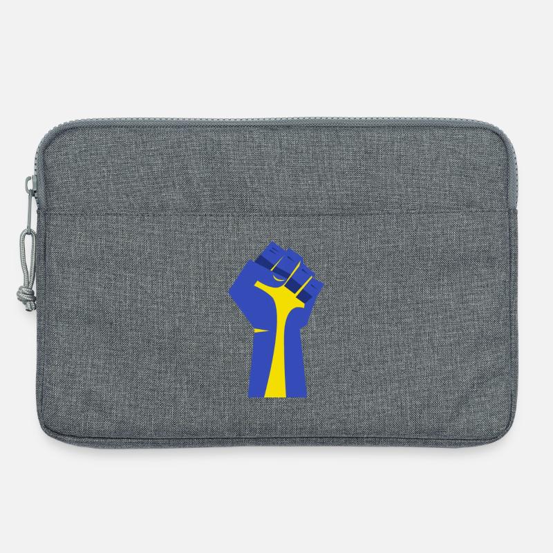 Die erhobene Faust (blau, gelb) - Laptoptasche 13" - Grau meliert