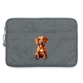 Cute dachshund with big eyes - Laptop bag 13" - heather grey - Front