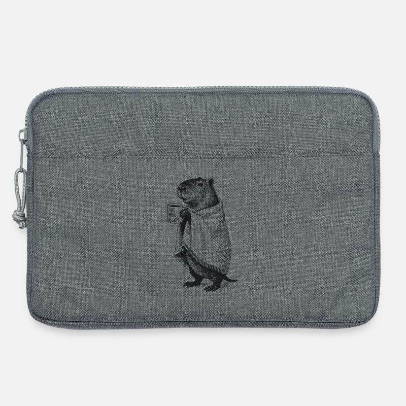 Don't Worry Be Cappy - Fall Winter Capybara - Laptop bag 13" - heather grey
