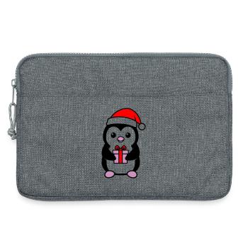 Pingouin de Noël mignon avec cadeau - Sacoche pour ordinateur portable 13 pouces - gris chiné - Devant