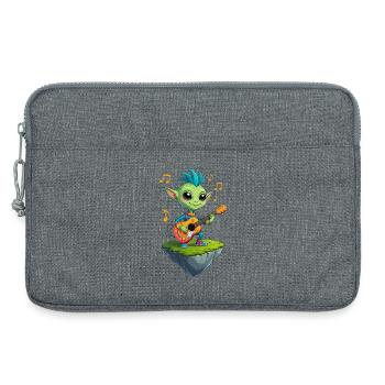 Grüner Goblin mit Gitarre - Laptoptasche 13" - Grau meliert - Vorne