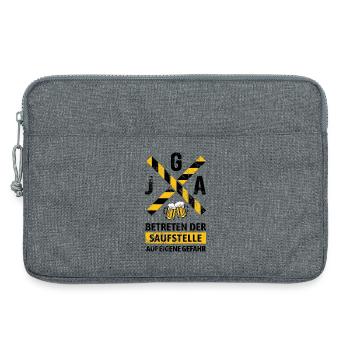JGA Betreten der Saufstelle Warnhinweis - Laptoptasche 13" - Grau meliert - Vorne