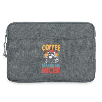 Trash Panda Coffee Makes Me Nicer Raccoon - Laptoptasche 13" - Grau meliert - Vorne