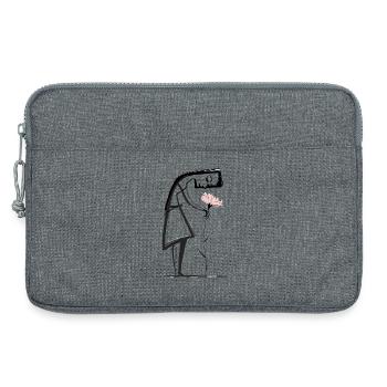 Minimalist line woman with flower - Laptop bag 13" - heather grey - Front