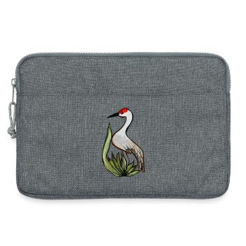 Kranich in Aquarell Pflanzenlandschaft - Laptoptasche 13" - Grau meliert - Vorne