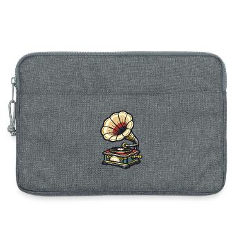 Grammophon Blüten Design - Laptoptasche 13" - Grau meliert - Vorne