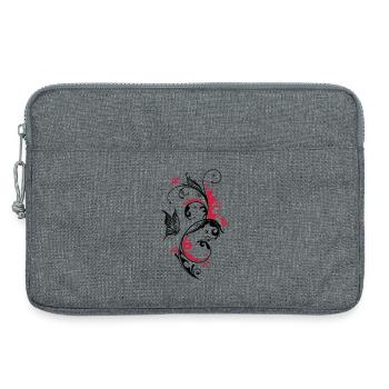 Beau motif floral abstrait avec un grand papillon. - Sacoche pour ordinateur portable 13 pouces - gris chiné - Devant