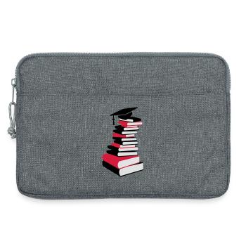 Une pile de livres avec chapeau de graduation - Sacoche pour ordinateur portable 13 pouces - gris chiné - Devant