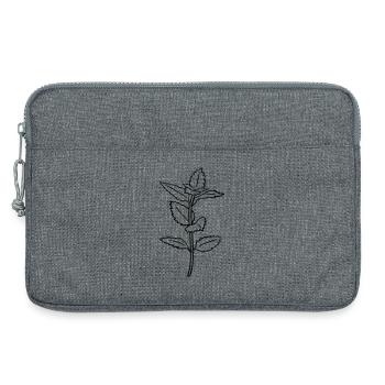 Kräuter-Kontur, schwarz-weiß, einfärbbar - Laptoptasche 13" - Grau meliert - Vorne