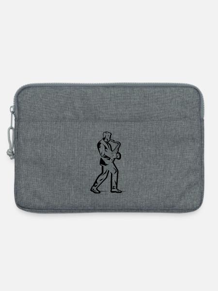 Saxophonist Zeichnung - Laptoptasche 13" - Grau meliert