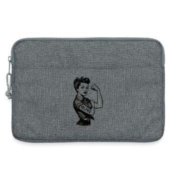 Strong Woman GRL PWR Rockabilly Biceps Arm Gift - Laptop bag 13" - heather grey - Front