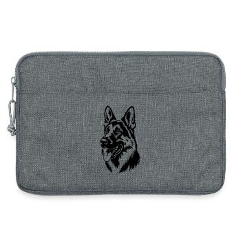German Shepherd Head Illustration - Laptop bag 13" - heather grey - Front