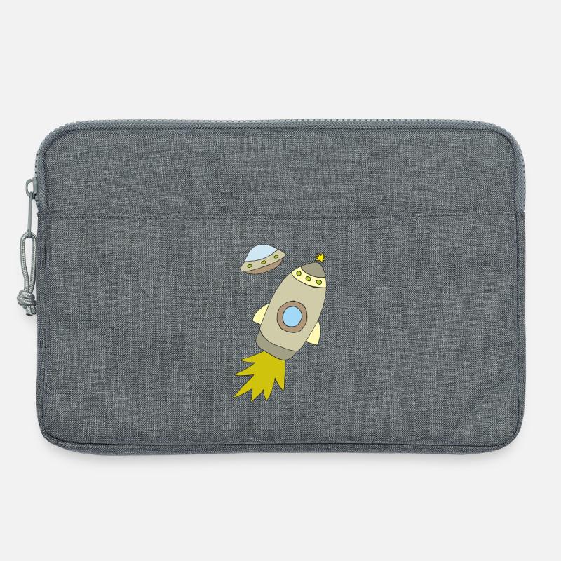 Weltraumrakete mit leuchtendem Antrieb - Laptoptasche 13" - Grau meliert