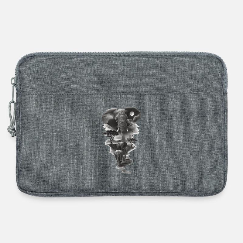 Mond-Elefanten-Silhouette - Laptoptasche 13" - Grau meliert